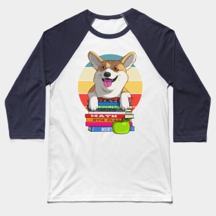 Pembroke Welsh Corgi Bookworm Back to School Dog Baseball T-Shirt